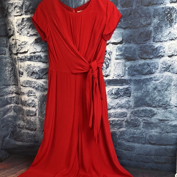 Maeve by Anthropologie Overlapping Tie Top Wide Leg Pant Jumpsuit - Picture 11 of 11